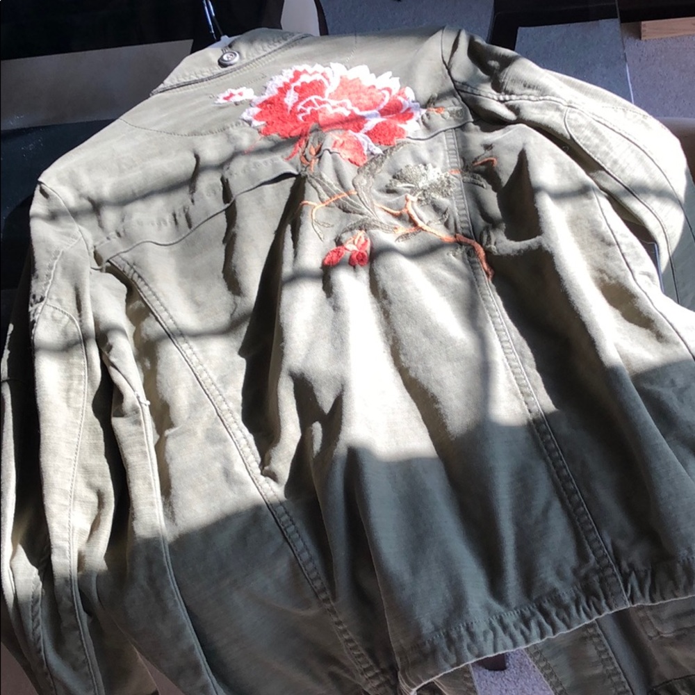 Anthropologie Flower Army Jacket